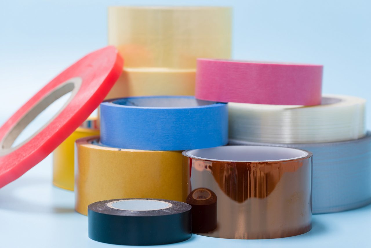 sellotape, scotch, painter  and duct tape on a white background