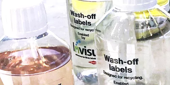 INVISU™ wash-off labels on bottles