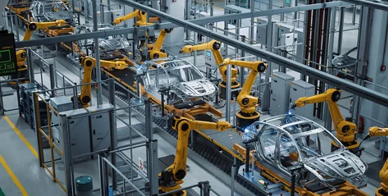 Automated robot car manufacturing assembly line