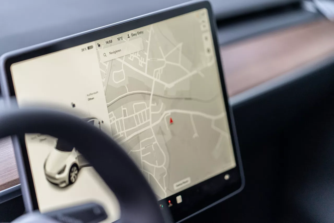 GPS screen in electric car