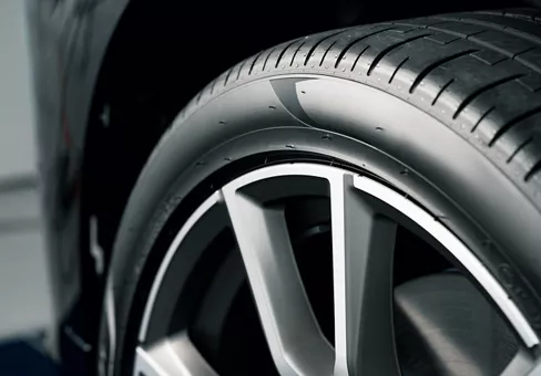 Close up of new car tire