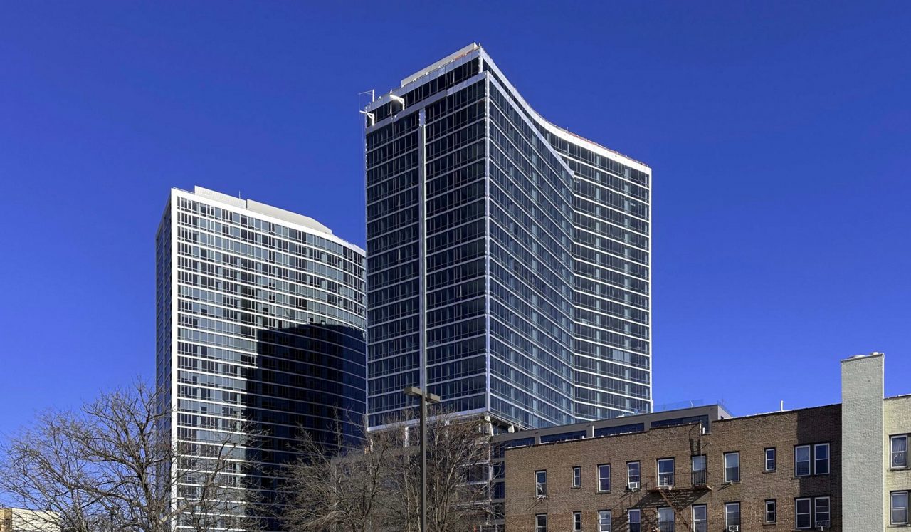 Ground view of Tower B at Two Clinton Park.