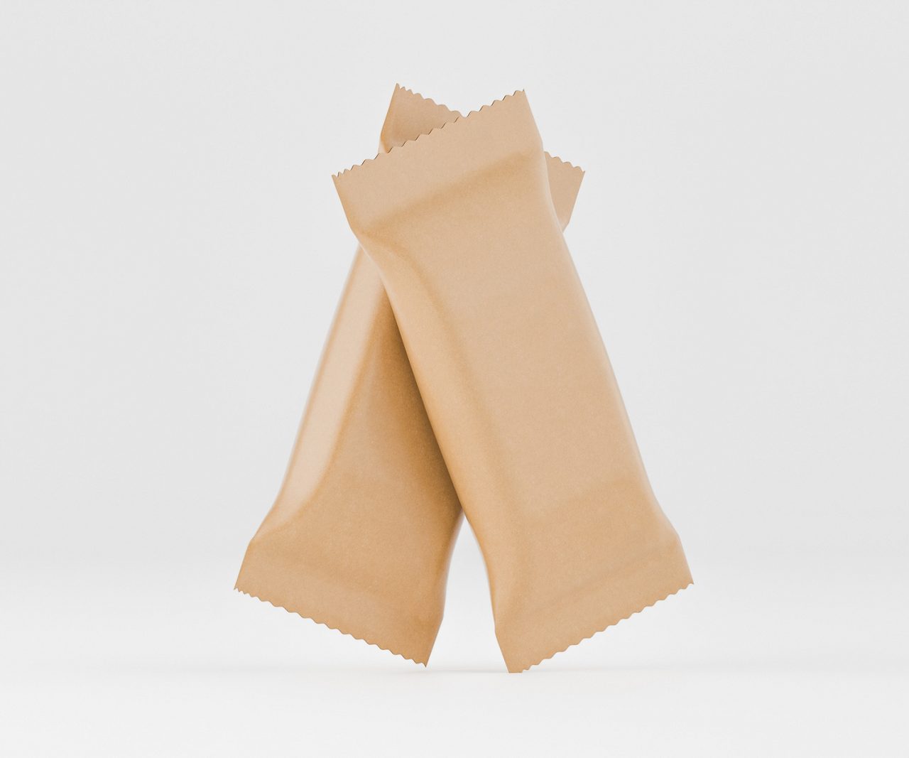 軟質紙バー 灰色の背景に茶色の包装