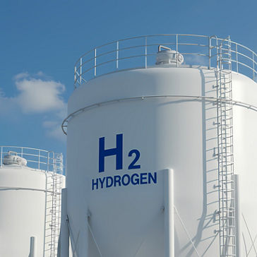Hydrogen storage tanks industrial facility for renewable energy future and clean fuel technology use