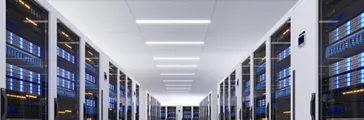 Shot of Data Center With Multiple Rows of Fully Operational Server Racks. Modern Telecommunications,Data center cooling,server room,3d rendering.