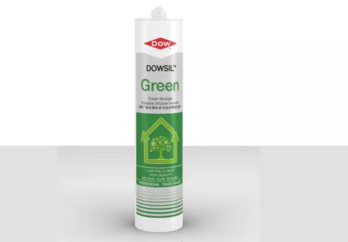 Tube of Dowsil™ Green Multiple Purpose Silicone Sealant on a white background