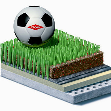 Illustration of soccer ball on artificial turf