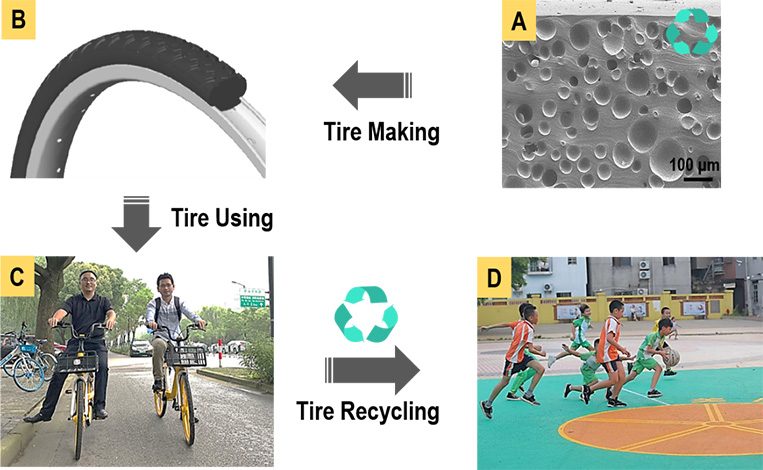 Gráfico de reciclaje de neumáticos de bicicleta